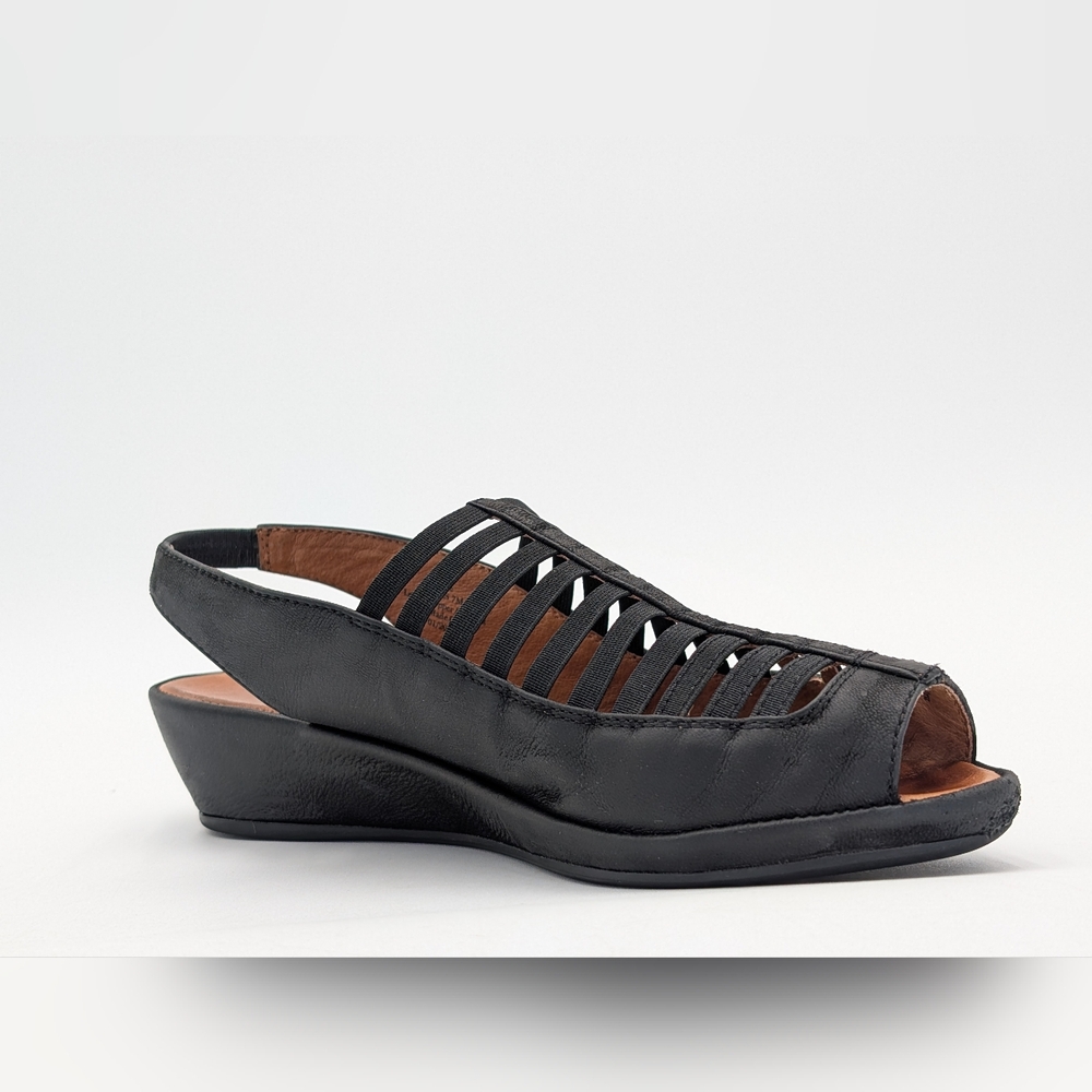 Gentle Souls by Kenneth Cole "Lee" Wedge Size 7M Black Nubuck Open-Toe Sandals - Picture 6 of 17